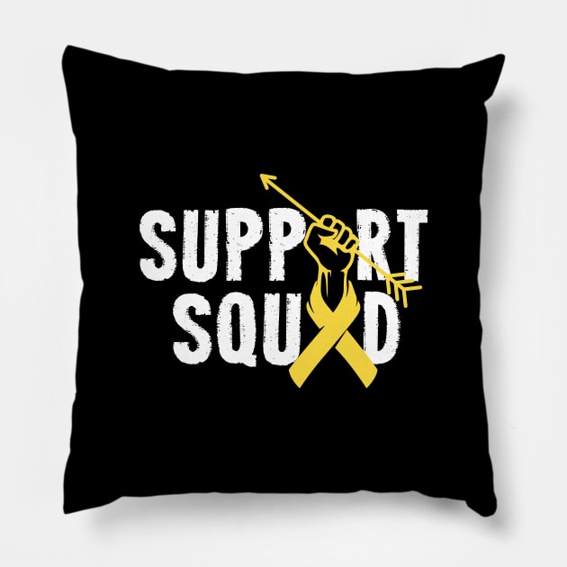 Support Squad Bone Cancer Awareness yellow Ribbon Pillow by ArtedPool