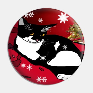 Cute Tuxedo cat wishing Merry Christmas or Merry Catmas collage  Copyright TeAnne Pin