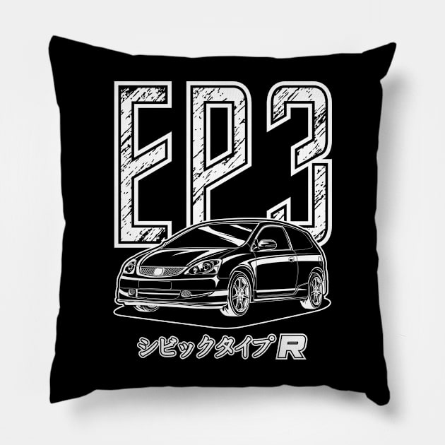 Civic Type R EP3 - White Print Pillow by WINdesign