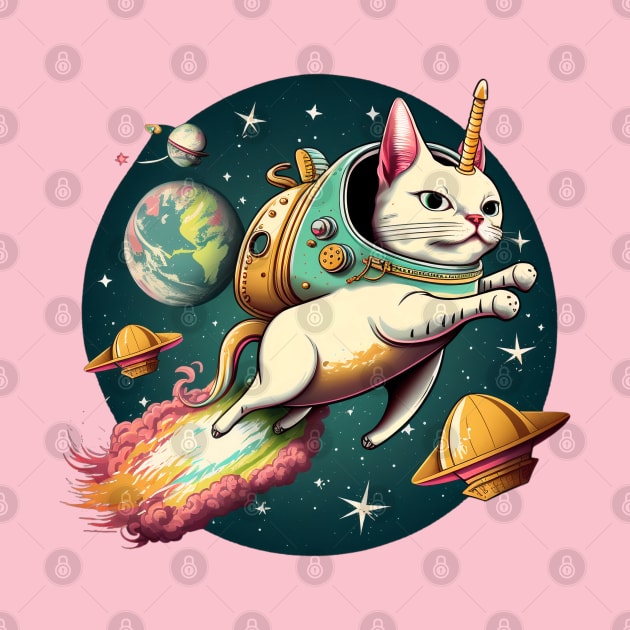 Catstronaut Magical Cat In Space Caticorn Lovers Fairy Tale Cat by RetroZin
