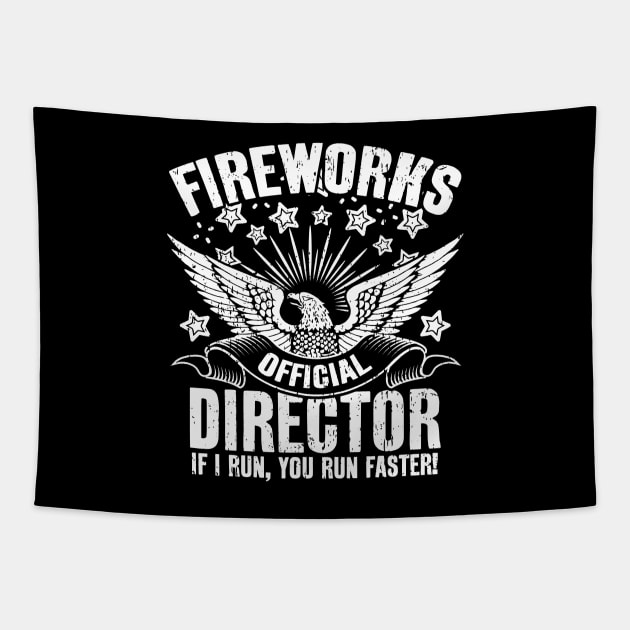 Fireworks Director Run Faster Tapestry by RadStar