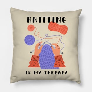 Knitting Is My Therapy Pillow