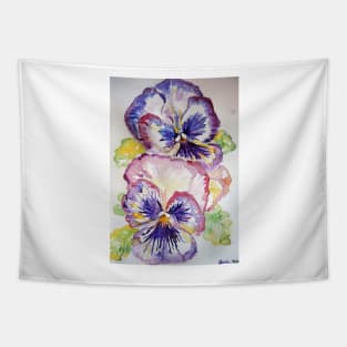 Pansy Watercolor Painting Flower purple Tapestry