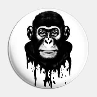 B&W chimp illustration, Printed Truth Gift Idea! Pin