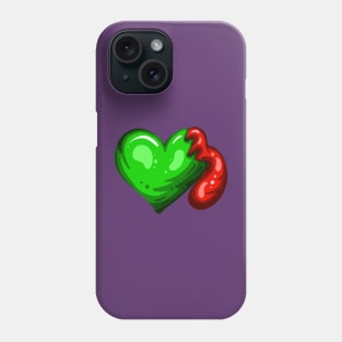 Green Dead Zombie Heart Cartoon Illustration with Blood and for Valentines Day or Halloween Phone Case