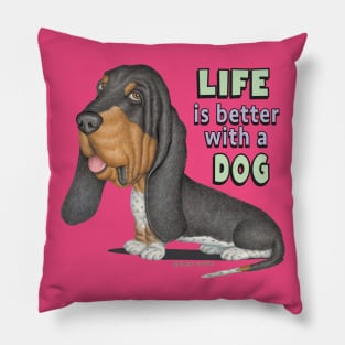 Cute Funny  Basset Hound Tri Color hound Pillow