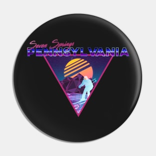 Retro Vaporwave Ski Mountain | Seven Springs Pennsylvania | Shirts, Stickers, and More! Pin