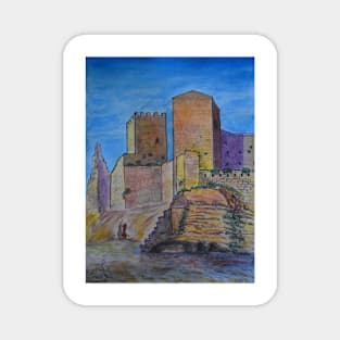 Watercolor Sketch - Castello di Lombardia, Enna, Sicily Magnet