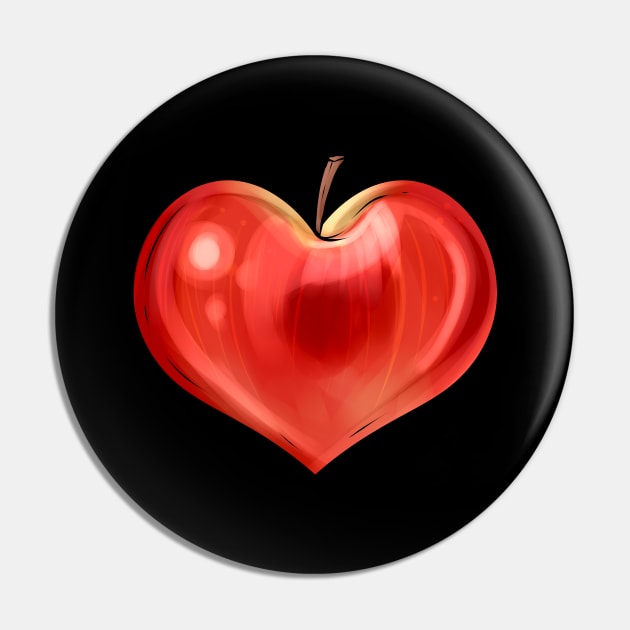 Apple In Heart Shape - Vegetarian - Go Vegan Pin by SinBle