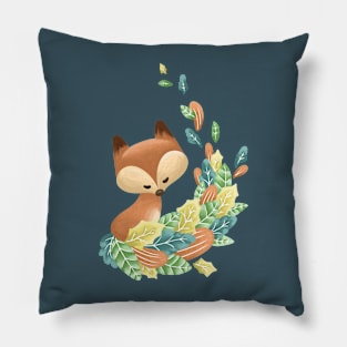 Fox with Leaf Tail Pillow