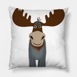 Cute Moose Drawing Pillow