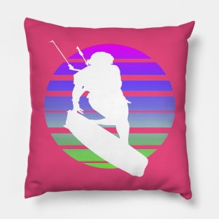 Kitesurfing Female Rider Silhouette Retro Sunset Pillow