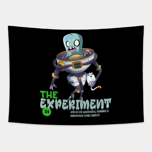 Cartoon Alien Experiment Space Astronaut Robot Tapestry by Trendy Black Sheep