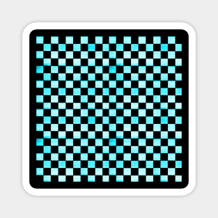 Black and Aquamarine Checkered Wood Pattern Magnet