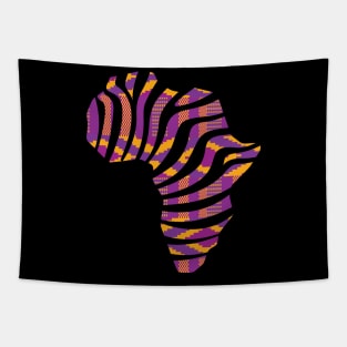 Kente, Africa Map, Stripes, Ghana Pattern Purple Tapestry