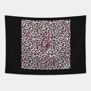 Letter G Monogram & Pink Leopard Print Tapestry