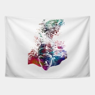 Swimmer sport art Tapestry