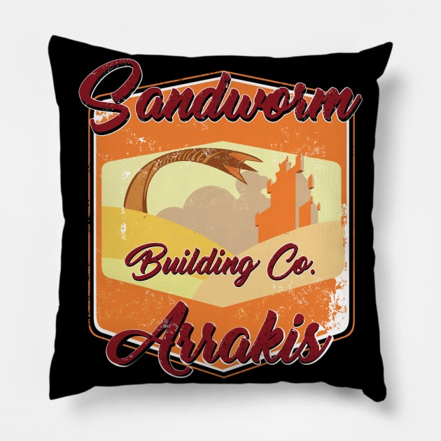SANDWORM BUILDING CO. ARRAKIS Pillow by KARMADESIGNER T-SHIRT SHOP