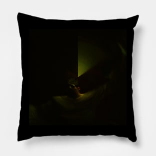 Portrait, digital collage, special processing. Weird and mystic. Man in room, do movement by hands. Yellow, like painting. Pillow