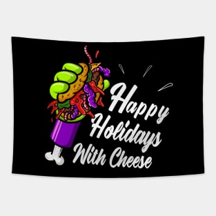 Happy Holidays with Cheese - Lover Gift Christmas Cheeseburger Tapestry