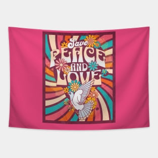 Peace and Love - Hippie Tapestry