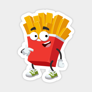 cartoon paper packaging french fries mascot showing himself Magnet