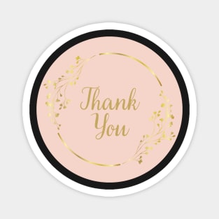 Thank You with Gold Flower - Pink Magnet