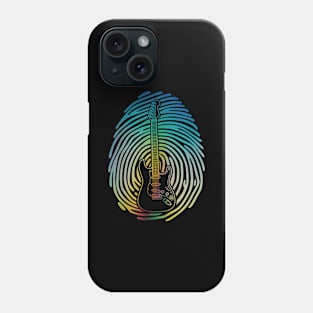 Fingerprint Electric Guitar Outline Colorful Theme Phone Case