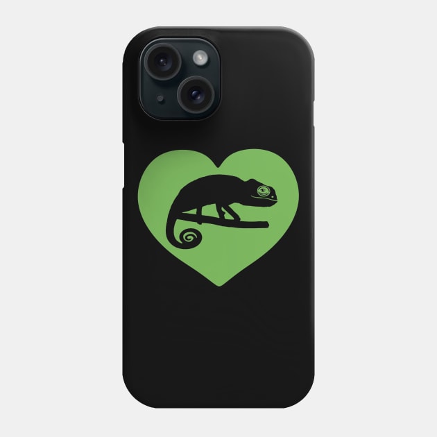 Green Cute Chameleon Heart for Chameleon Lovers Phone Case by Mochi Merch