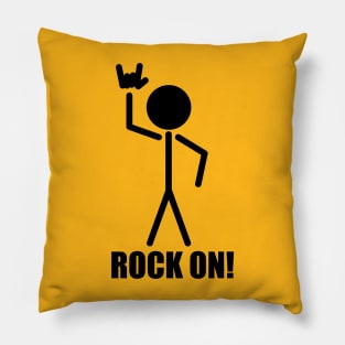 Rock on Hand Sign Stick Figure Pillow