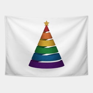 Large Spiral LGBTQ Pride Rainbow Christmas Tree Vector Tapestry