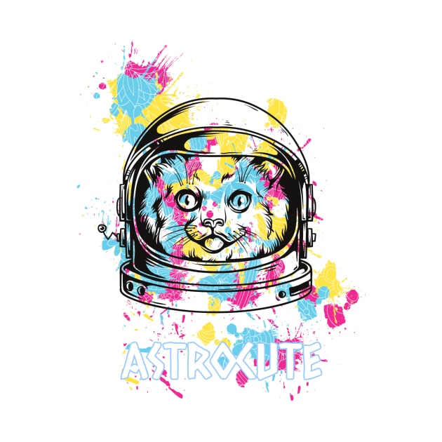 Cute Kitty Astronaut Cool Animal Funny Cat Universe T-Shirt by Teeboom St