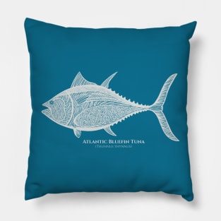 Atlantic Bluefin Tuna Fish with Common and Scientific Names Pillow