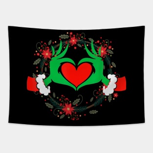 Funny Elf With Cute Heart Hands Style Christmas Costumes Tapestry