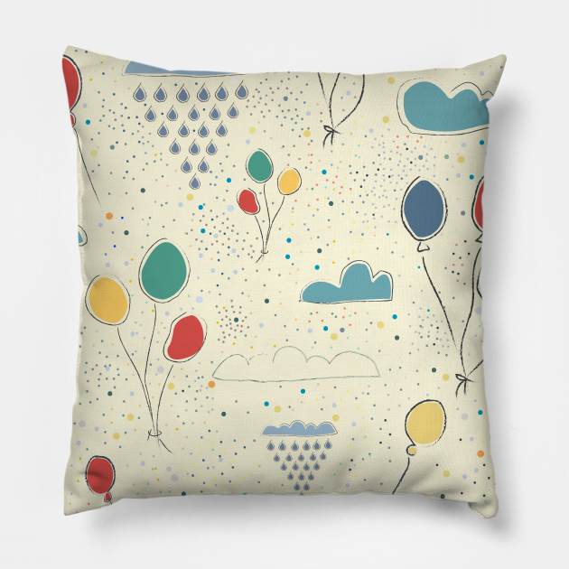 Air Balloons Pillow by Kristina Stellar Scandinavian Land