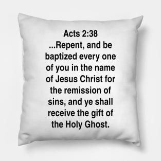 Acts 2:38  King James Version (KJV) Bible Verse Typography Gift Pillow