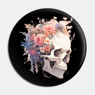 Bones And Botany Skull And Flowers Pin