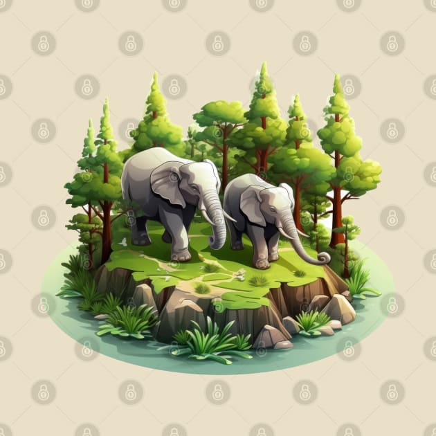 Elephants Graphic Illustration by Mako Design 