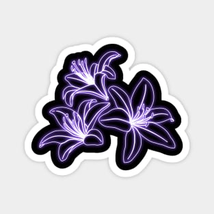 Violet Neon Lys Flowers Magnet