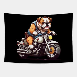 Bulldog Motorcycle Lover Design Tapestry