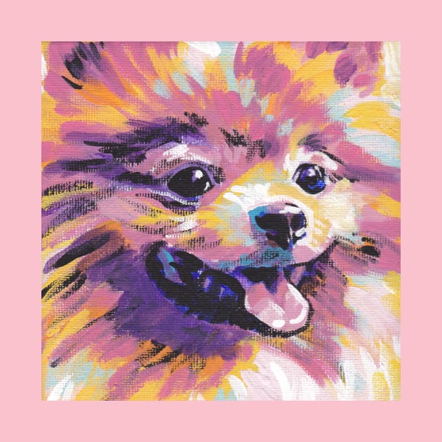 Pomeranian Dog Bright colorful pop dog art by bentnotbroken11