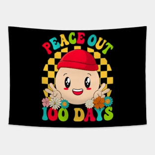 Groovy Peace Out 100 Days Of School Smile Face Kids Tapestry