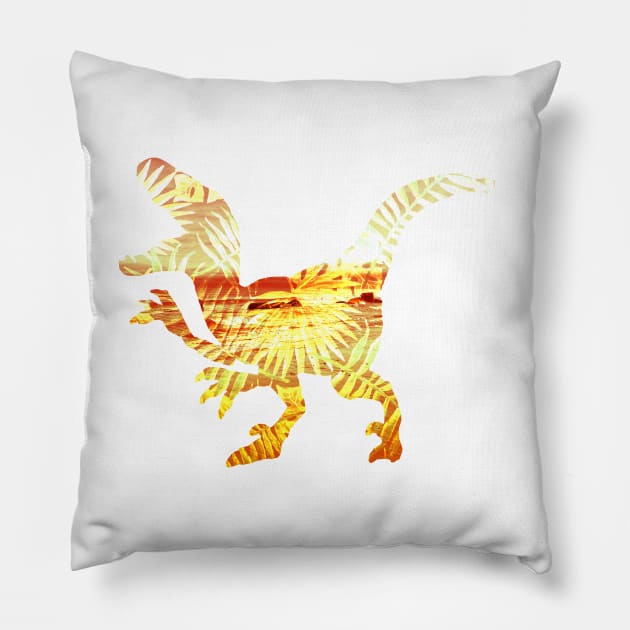 Orange & Yellow Palm Dinosaur Pillow by AmyHuntPhotos