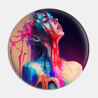 Taking in a Moment - Emotionally Fluid Collection - Psychedelic Paint Drip Portraits Pin