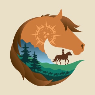 Horse Head Trail Riding Silhouette • Forest T-Shirt