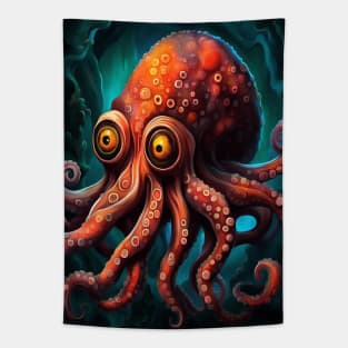 Fun Ocean Dwelling Octopus Cartoon Creature Tapestry