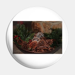 Holly And Pine Cones Pin