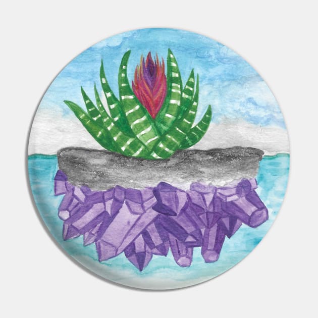 Purple Amethyst Crystal Island Tillandasia Air Plant in Ocean (Pattern) Pin by Penny Passiflora Studio