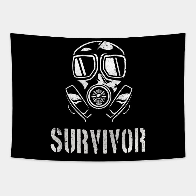 Apocalypse Survivor Gas Mask Tapestry by Foxxy Merch