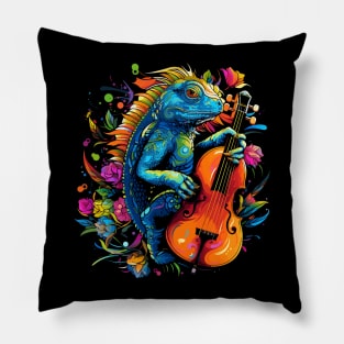 Iguana Playing Violin Pillow